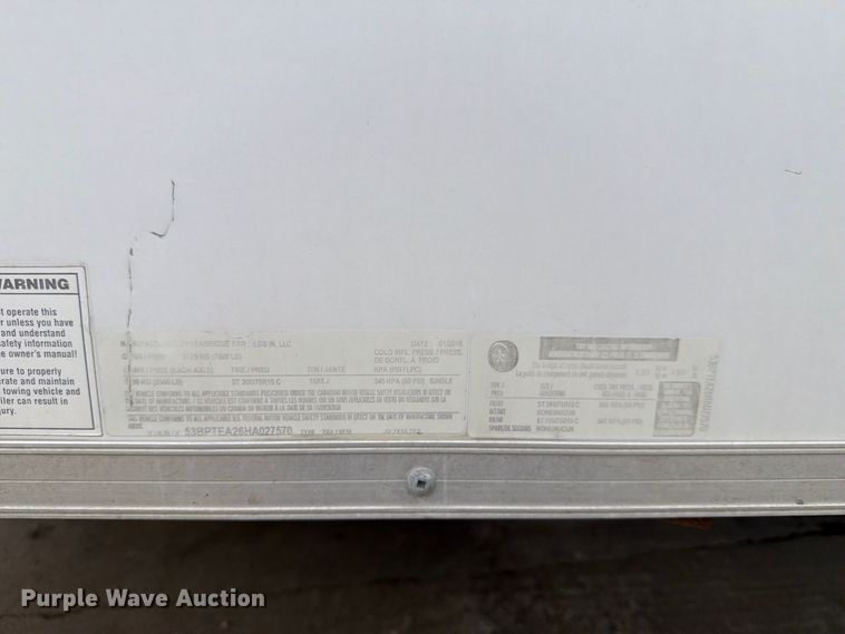 image for item EX1006 2017 Pace Trailers enclosed cargo trailer