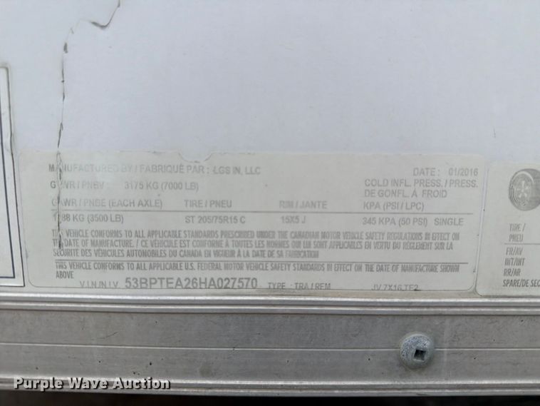 image for item EX1006 2017 Pace Trailers enclosed cargo trailer