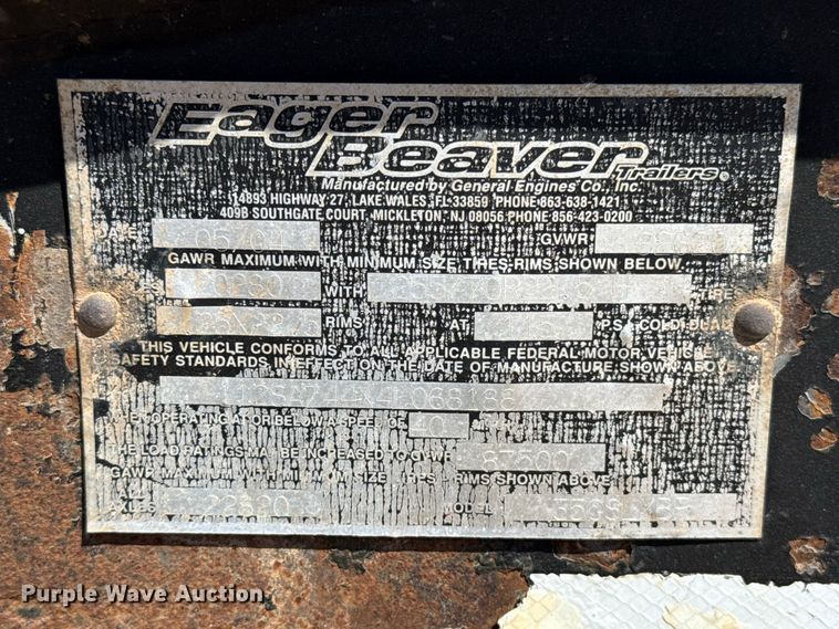 image for item FC4248 2004 Eagle Beaver 35GSLXBR lowboy equipment trailer