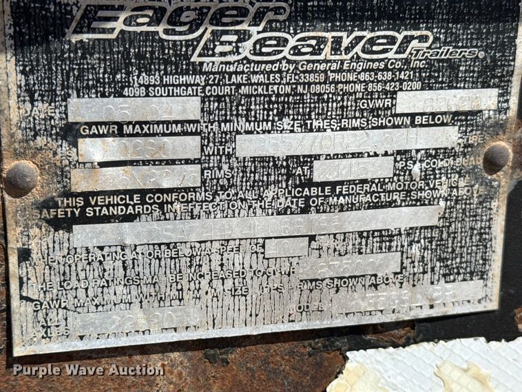 image for item FC4248 2004 Eagle Beaver 35GSLXBR lowboy equipment trailer