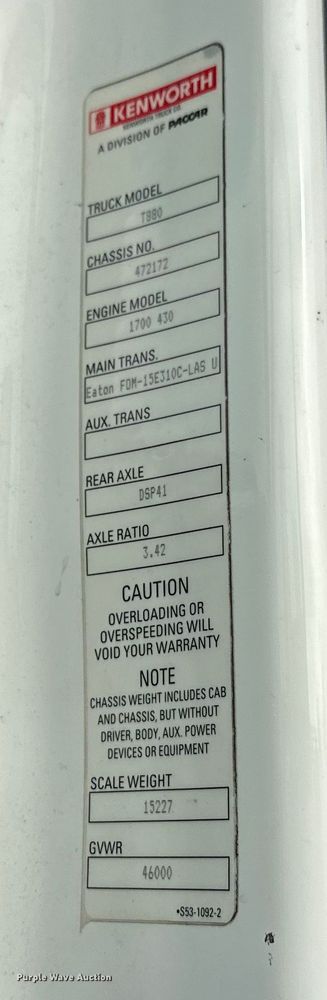 image for item FK1565 2015 Kenworth T880 semi truck