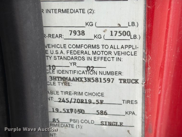 image for item FK4666 2003 International MA025 side curtain box truck