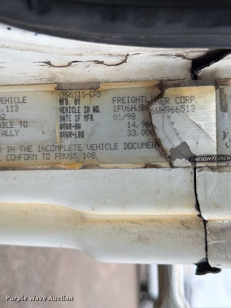 image for item FP3080 1998 Freightliner FL70 truck cab and chassis