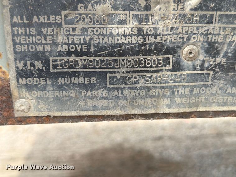 image for item FT6340 1988 Great Dane GPWSAR-245 flatbed trailer