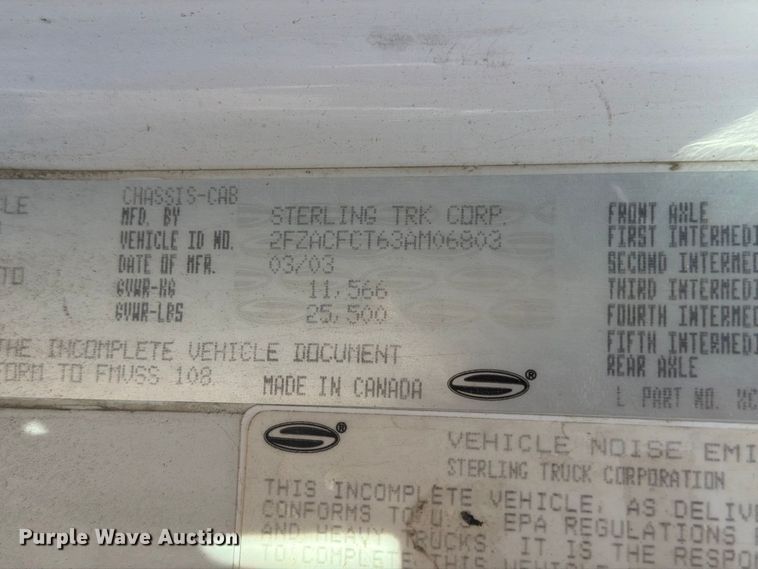 image for item FT8091 2003 Sterling Acterra box truck