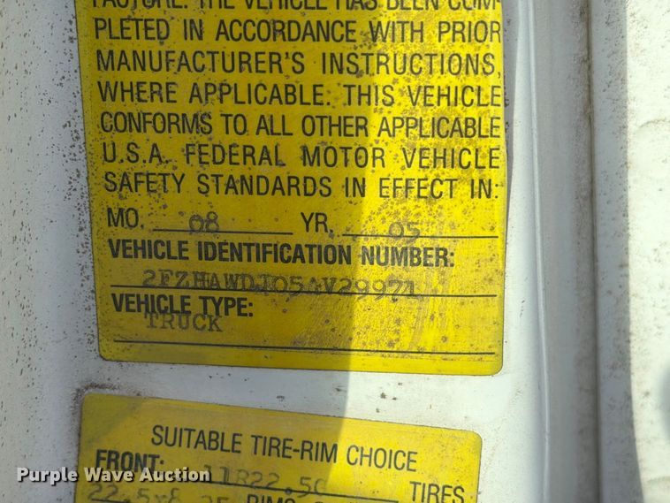 image for item FT8104 2005 Sterling L8500 box truck
