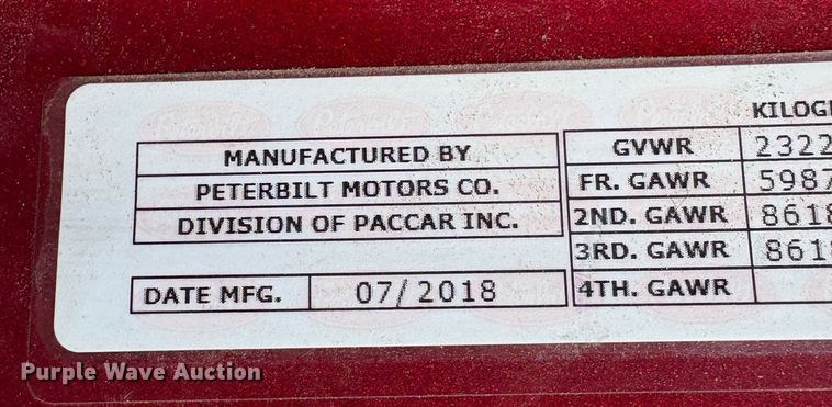 image for item YA2222 2019 Peterbilt 567 semi truck