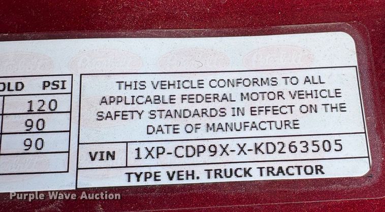 image for item YA2222 2019 Peterbilt 567 semi truck