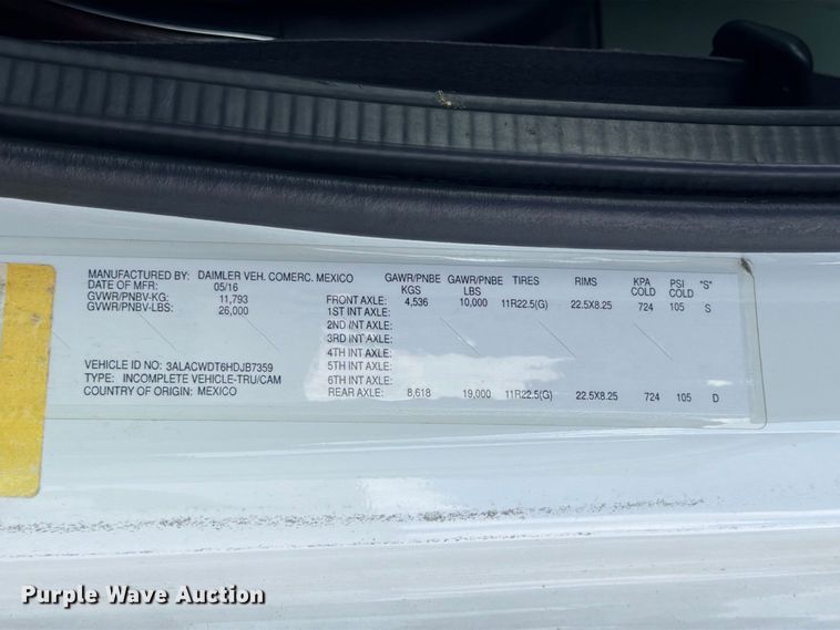 image for item YA3995 2017 Freightliner Business Class M2  box truck