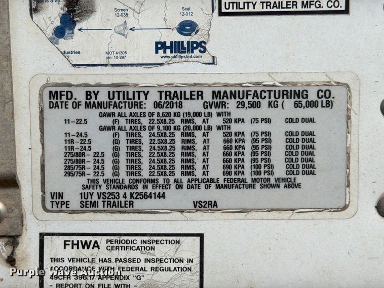 image for item YA4365 2019 Utility VS2RA refrigerated van trailer