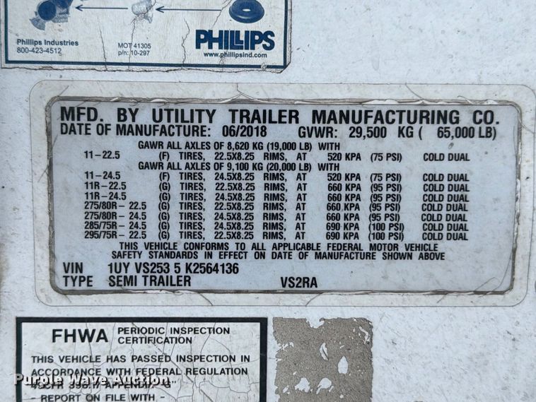 image for item YA4366 2019 Utility VS2RA refrigerated van trailer