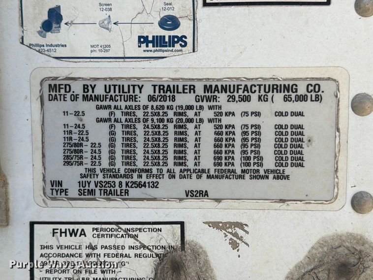 image for item YA4368 2019 Utility VS2RA refrigerated van trailer