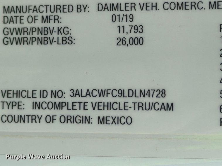 image for item YA4381 2020 Freightliner Business Class M2 box truck