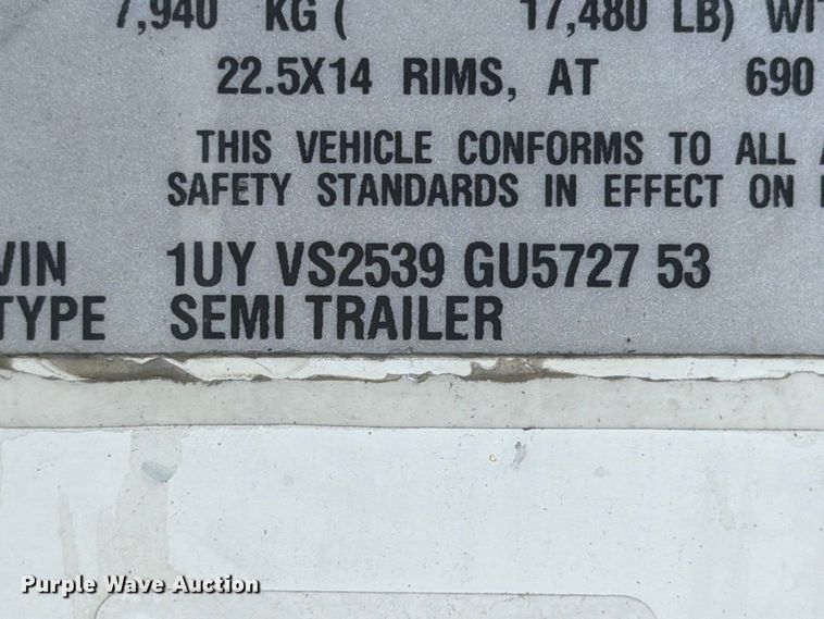image for item YA4545 2016 Utility VS2RA refrigerated van trailer