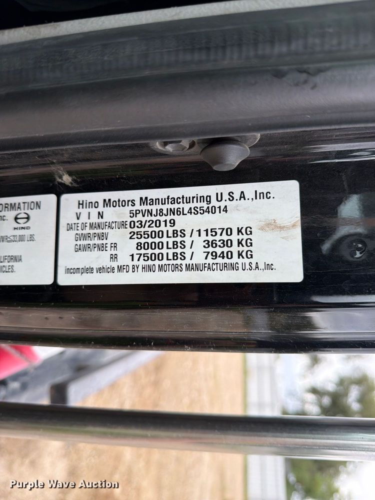 image for item YA4657 2020 Hino 258 rollback truck