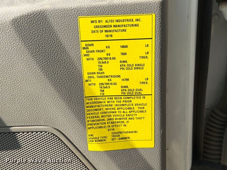 image for item YA4883 2018 Ford F550 Super Duty bucket truck