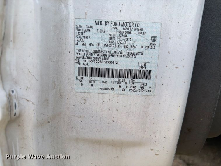 image for item DY3310 2008 Ford F150 pickup truck