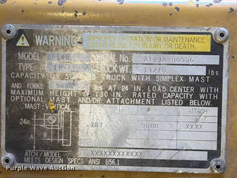 image for item DY3390 2000 Caterpillar GPL40 forklift