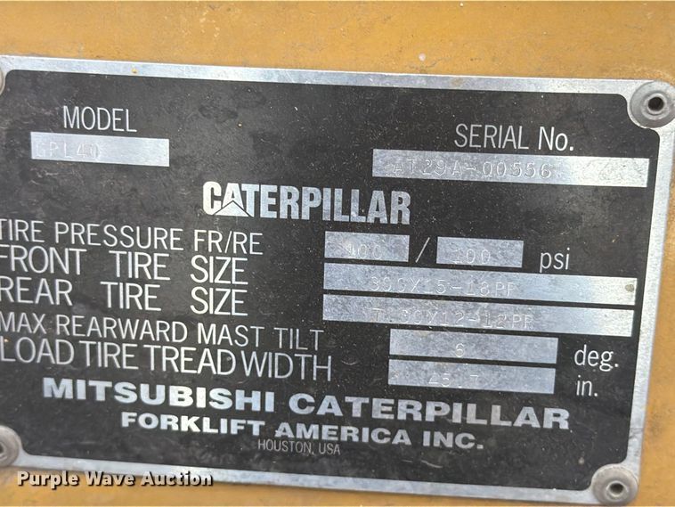image for item DY3390 2000 Caterpillar GPL40 forklift