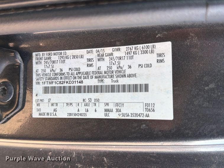 image for item EP7594 2015 Ford F150 pickup truck