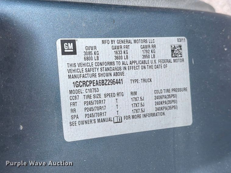 image for item EP7655 2011 Chevrolet Silverado 1500 Ext. Cab pickup truck