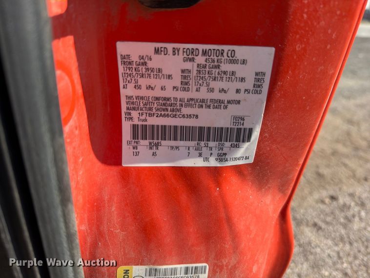 image for item EV6159 2016 Ford F250 Super Duty utility bed pickup truck