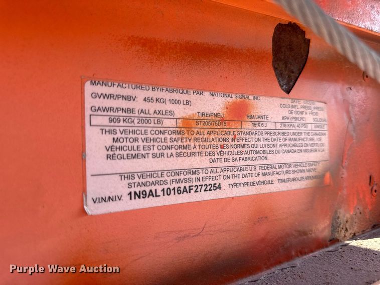 image for item EV6177 2010 National signal arrow board trailer