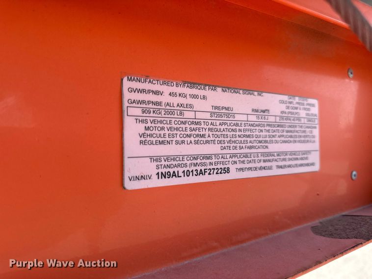 image for item EV6179 2010 National signal arrow board trailer