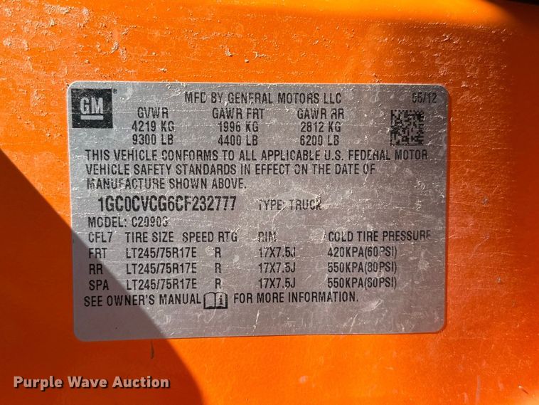 image for item EW4286 2012 Chevrolet Silverado 2500HD Crew Cab pickup truck