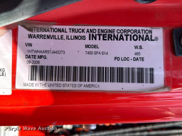 image for item EW4300 2007 International 7400 dump truck