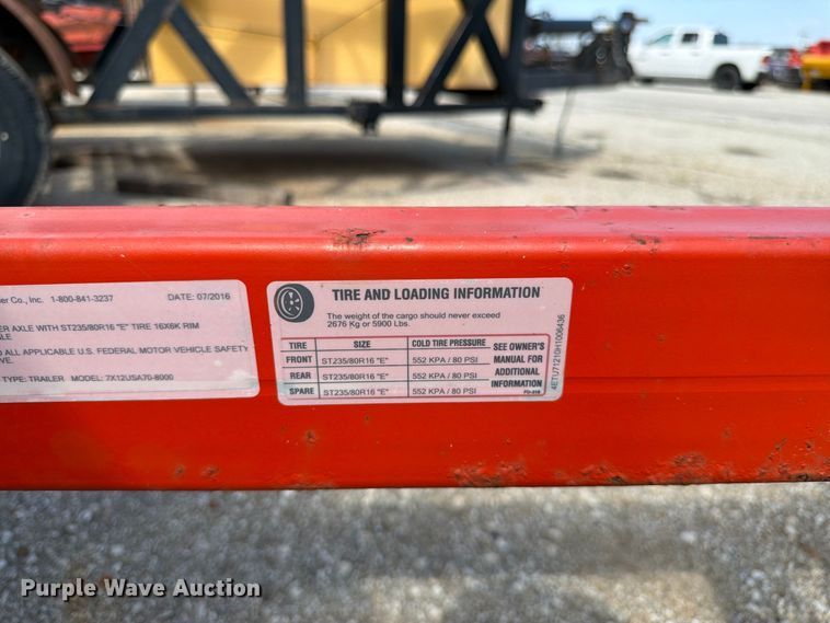 image for item EW5076 2016 Eagle Trailer Co. utility trailer