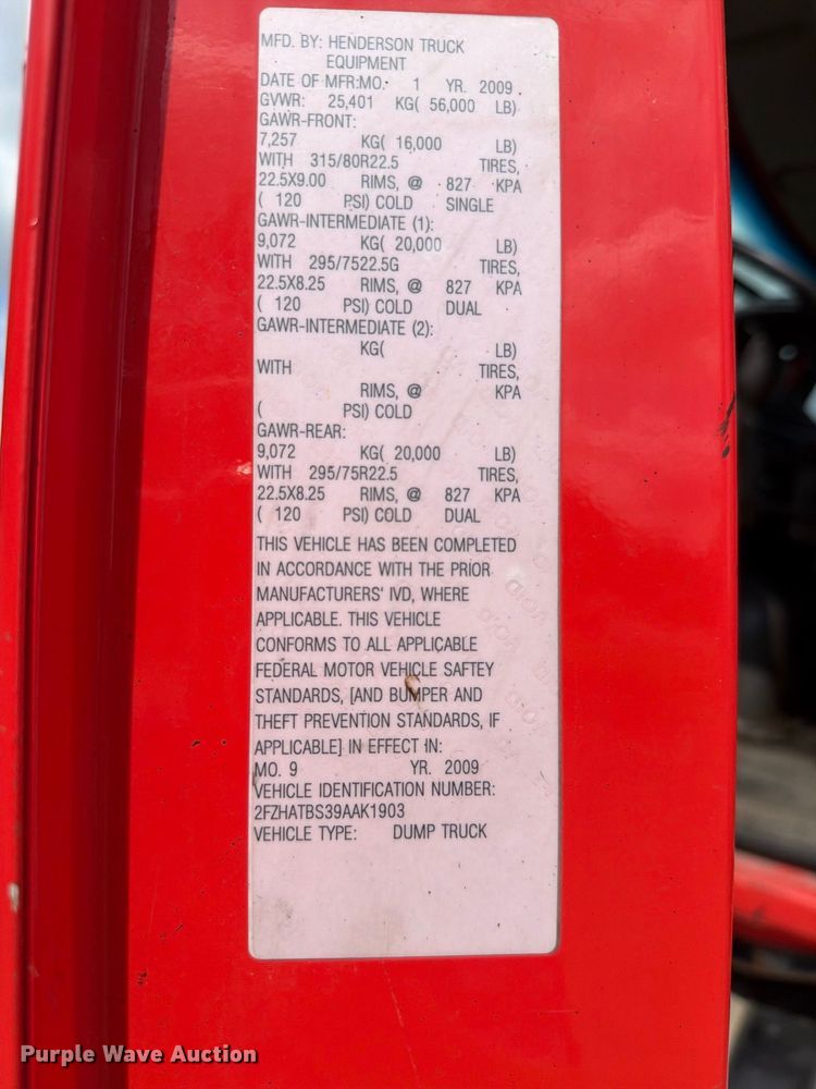 image for item FH6335 2009 Sterling L7500 Series dump truck