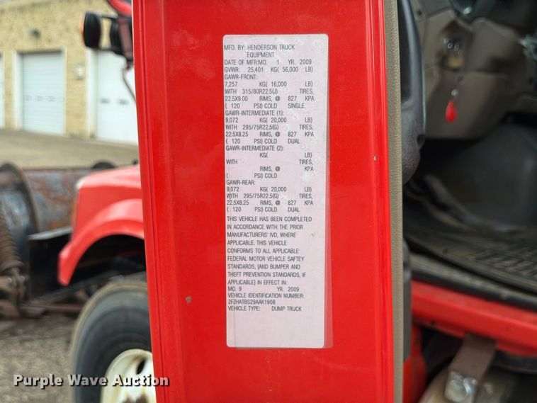 image for item FH6341 2009 Sterling L7500 dump truck