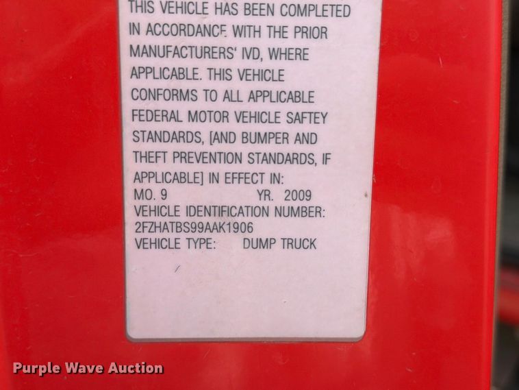 image for item FH6343 2009 Sterling L7500 dump truck