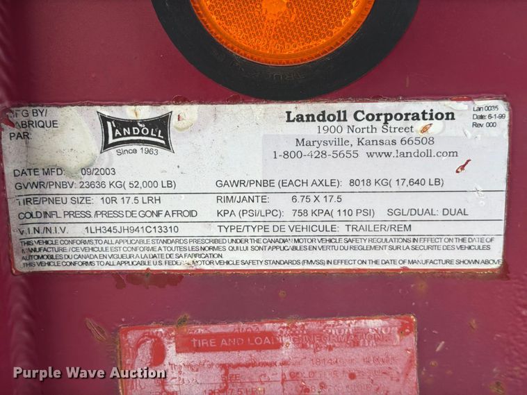 image for item FK3706 2004 Landoll tilt deck equipment trailer