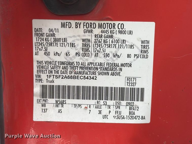 image for item FN1519 2011 Ford F250 Super Duty pickup truck