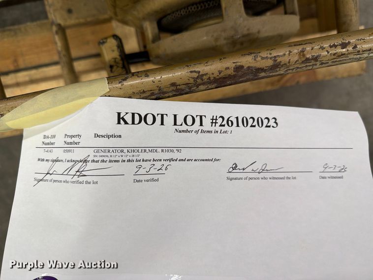 image for item NF9592 Kholer R1030 generator
