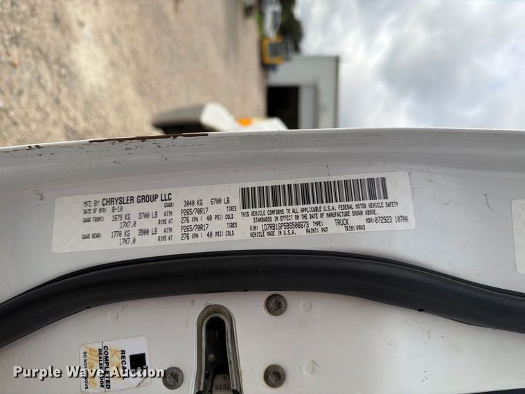 image for item DU3135 2011 Dodge Ram Ext. Cab pickup truck