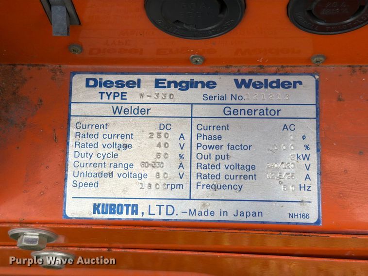 image for item DV7383 Kubota W-330 welder/generator