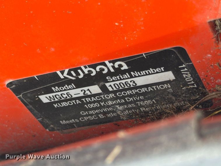 image for item DV7388 2017 Kubota WGC6–21 push mower