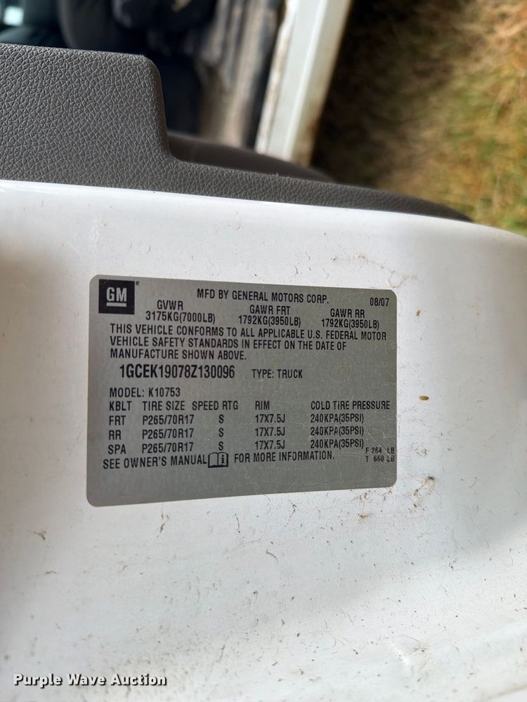 image for item DY3444 2008 Chevrolet Silverado 1500 Ext. Cab pickup truck