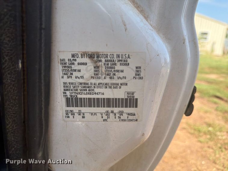 image for item DY3449 1999 Ford F250 Ext. Cab pickup truck
