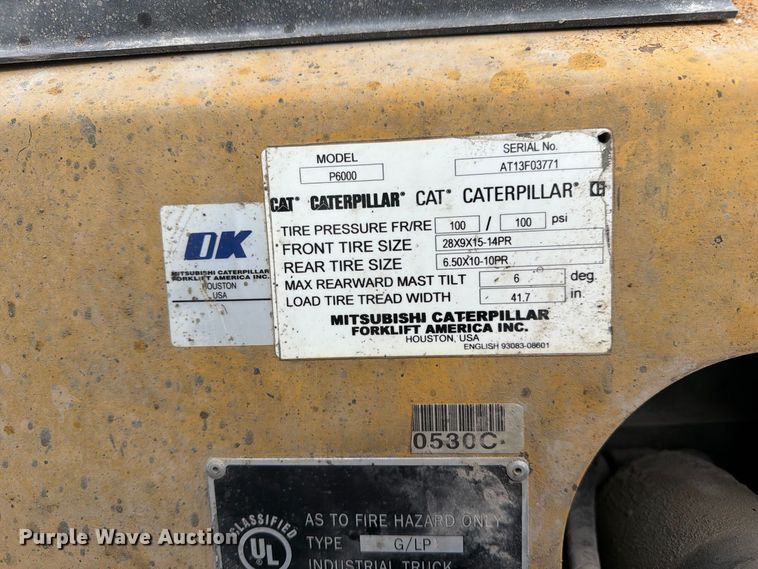 image for item DZ4856 Caterpillar P6000 forklift