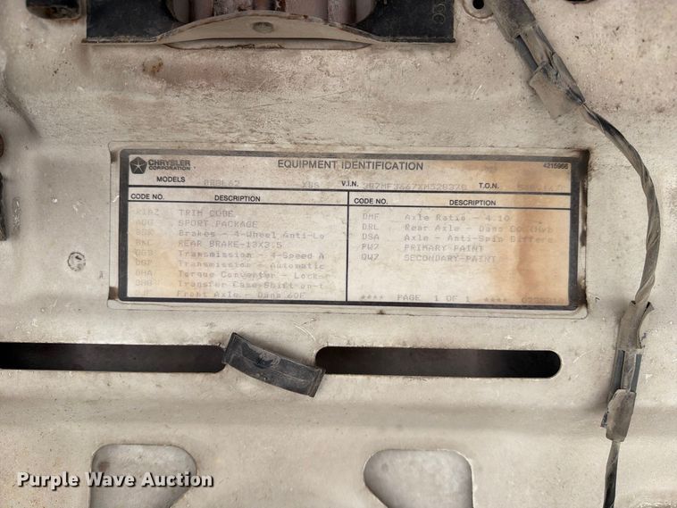 image for item DZ4897 1999 Dodge Ram 3500 flatbed pickup truck