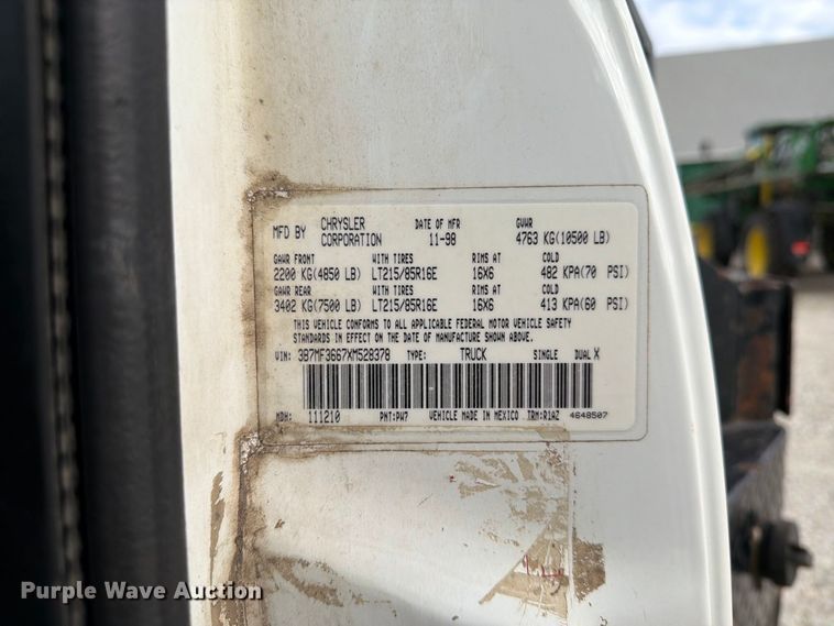 image for item DZ4897 1999 Dodge Ram 3500 flatbed pickup truck