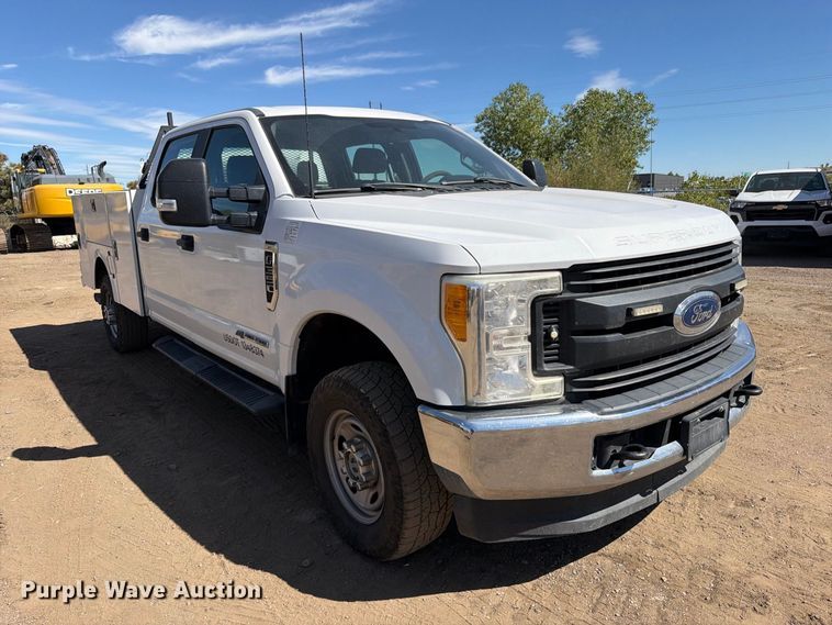 image for item ED0199 2017 Ford F350 Super Duty Crew Cab utility bed pickup truck