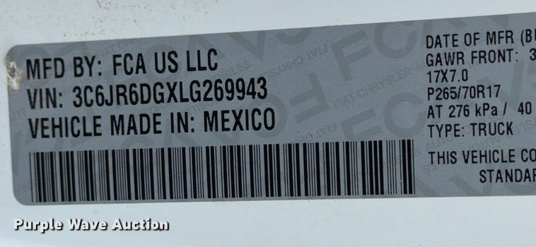 image for item ED5022 2020 RAM 1500 pickup truck