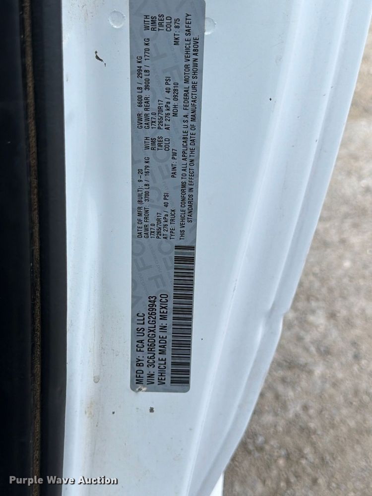 image for item ED5022 2020 RAM 1500 pickup truck