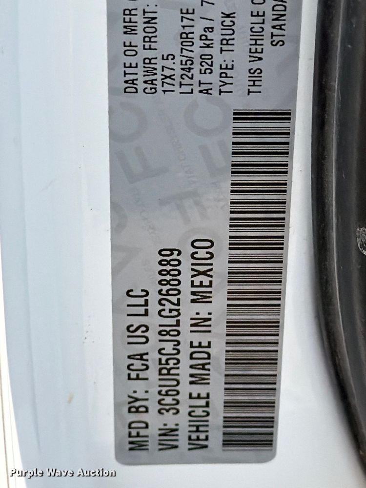image for item ED5026 2020 RAM 2500 Crew Cab pickup truck