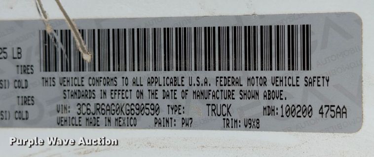 image for item ED5036 2019 RAM 1500 pickup truck